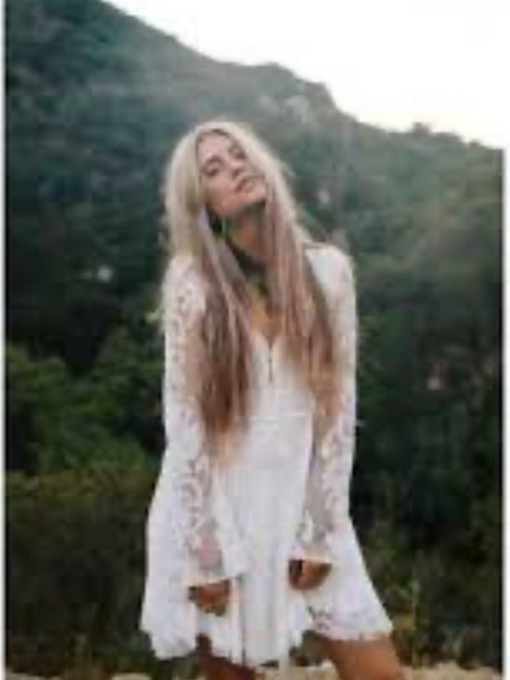 Free People Reign over Me Bohemian White Lace Long-Sleeve Mini Dress 6